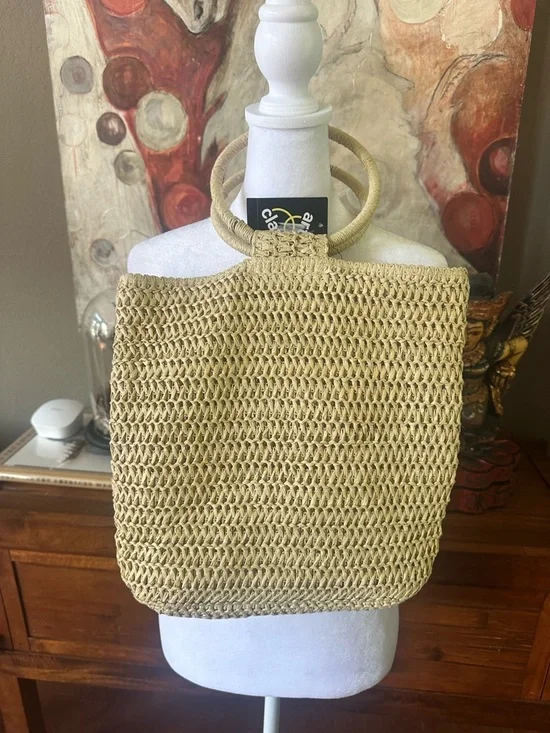 art class Multicolor Woven Straw Tote with Round Handles - Picture 3 of 5